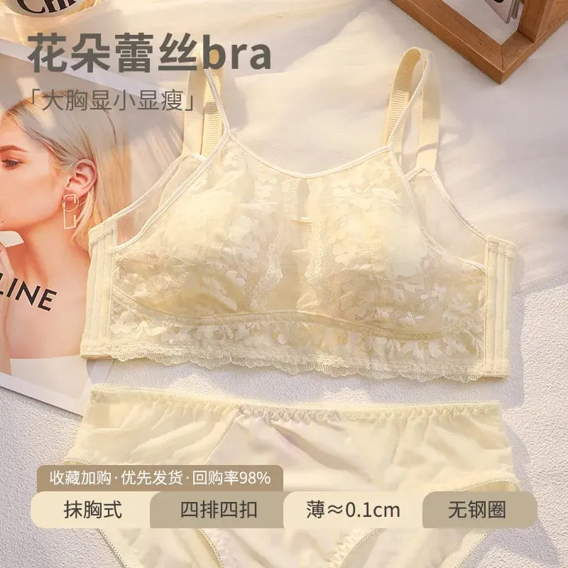 French Style Lace Strapless Bra For Women Large Bust Minimizer Slimmer Sexy Beautiful Back Comfort Lingerie Size 34-44 M-XXXXL