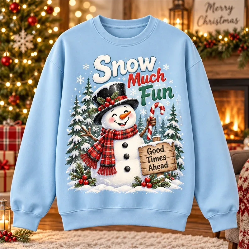 Juletrøje med rund hals Julemand Snemand Pingvin Kat Hund Elg Ferie Grafisk Pullover Vinter Casual Fest Streetwear Top