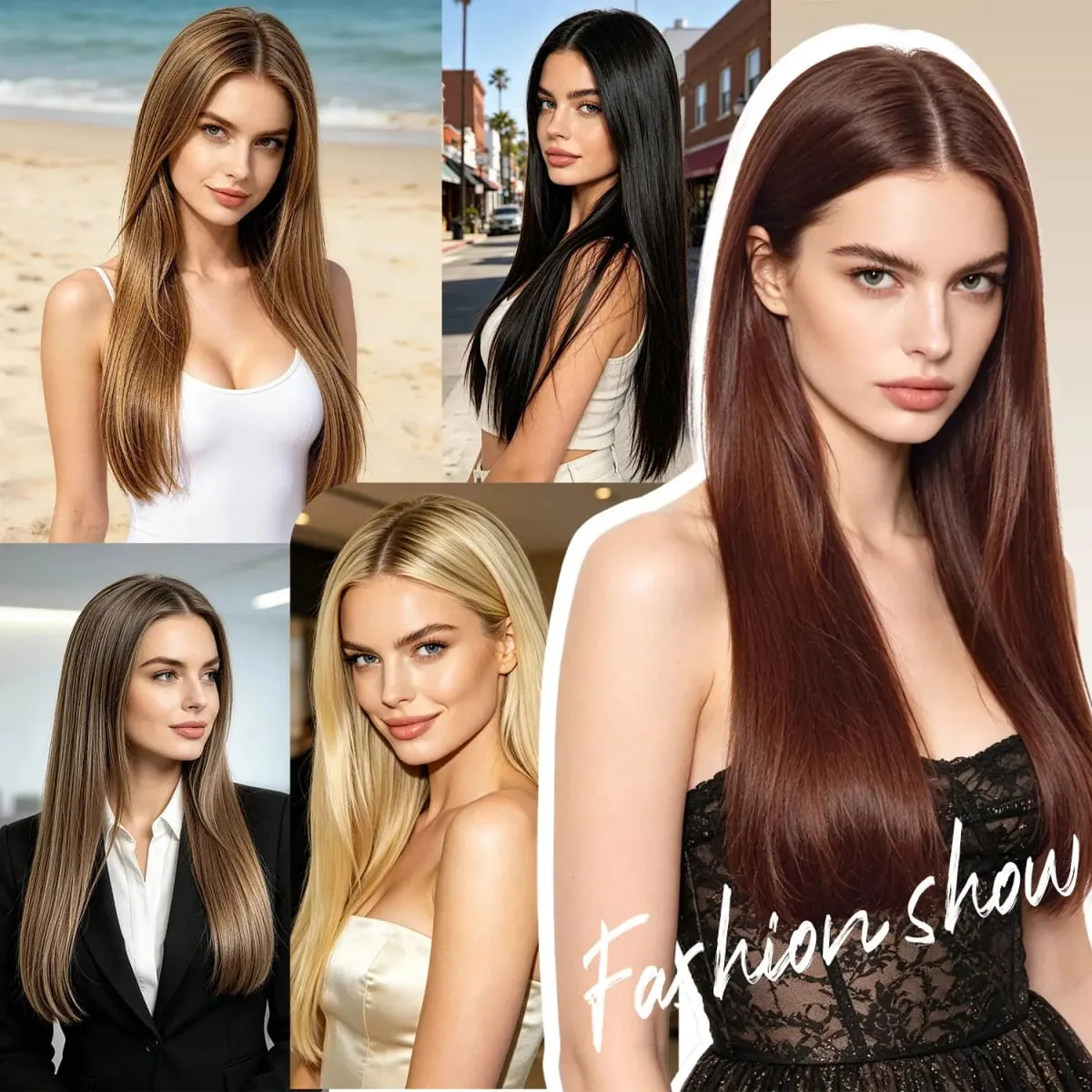 Synthetic 5 Clips in one piece hair extensions 22inch long straight clip in hair for women girls daily party holiday — image 7