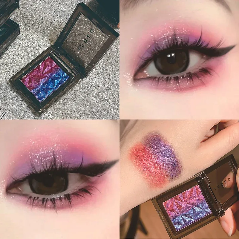 Metallic Gradient Eyeshadow Palette Silver Blue Punk Smoky Eye Shadow Highly Pigmented Pressed Purple Glitter Eyes Makeup Palet — image 3