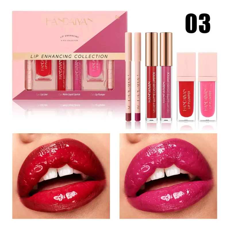 6-Piece Lip Makeup Set Waterproof Matte Liquid Lipstick Lip Gloss and Lip Liner Highly Pigmented and Easy to Apply