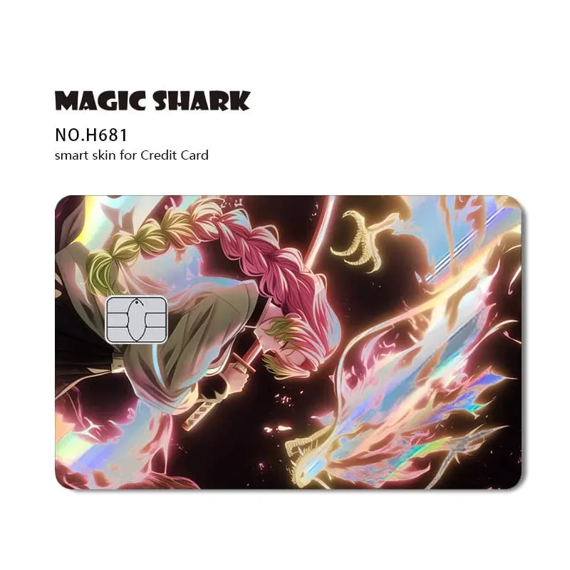 Magic Shark 2026 New Hot Demon Slayers Anime Shinny Holographic Laser Skin Cover Sticker Film for Debit Credit Bank Card
