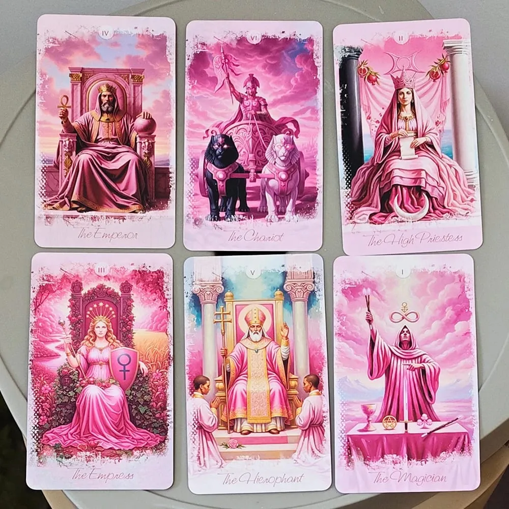 Pink Romantic Fantasy Tarot Deck in Tin Box 78-Card Full Deck with Instruction Book 11*6.2cm Spiritual Divination Oracle — image 5