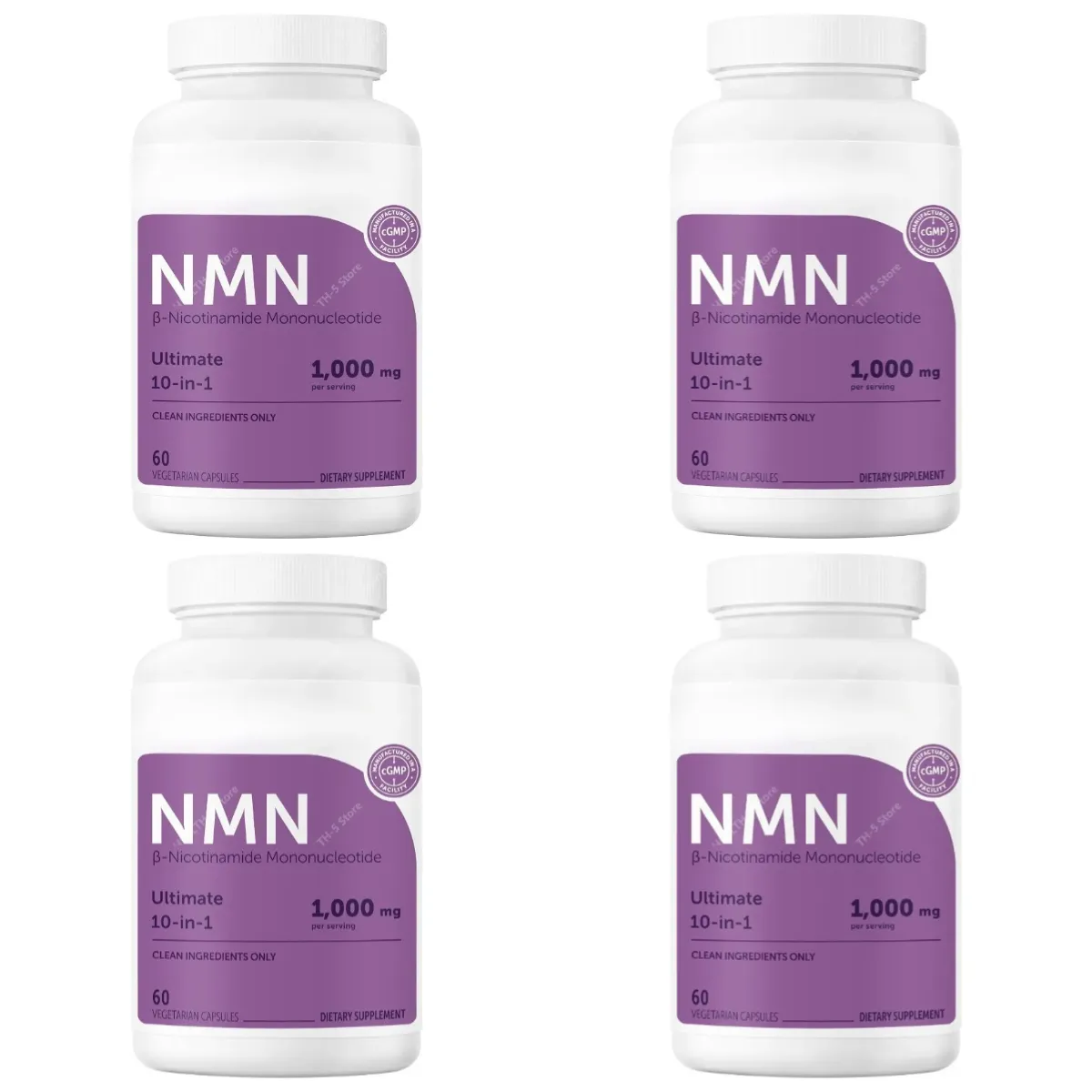 NMN Capsules 1000mg Per Serving with Resveratrol CoQ10 Vitamin C Vegan Formula Daily Wellness Supplement Clean Ingredients 120Ct