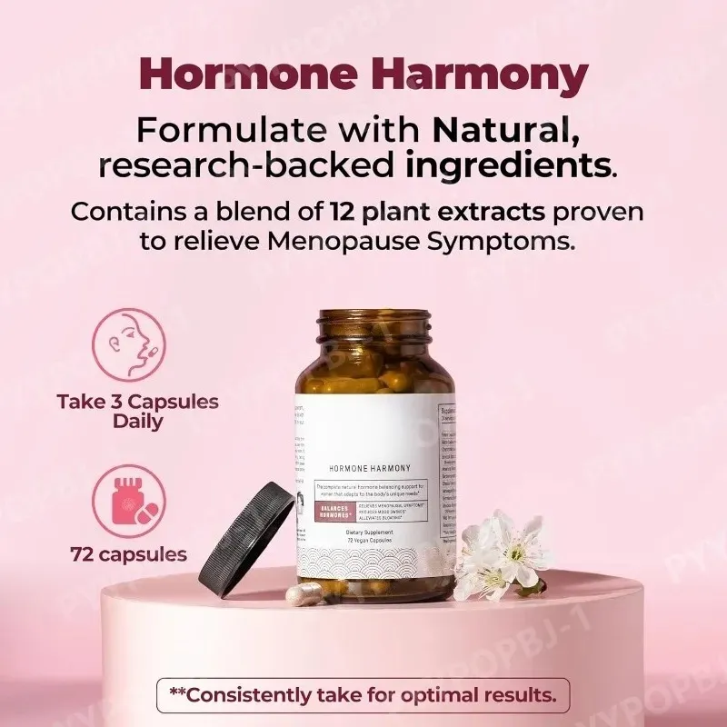 Hormone Harmony Capsules with Natural Herbal Supplement Wellness Support for Women Relief Menopause Hormonal Balance 72 Count