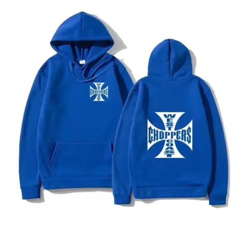 Costa oeste ferro cruz choppers impresso masculino com capuz moda legal moletom unissex moda velo oversized hoodie streetwear — image 3