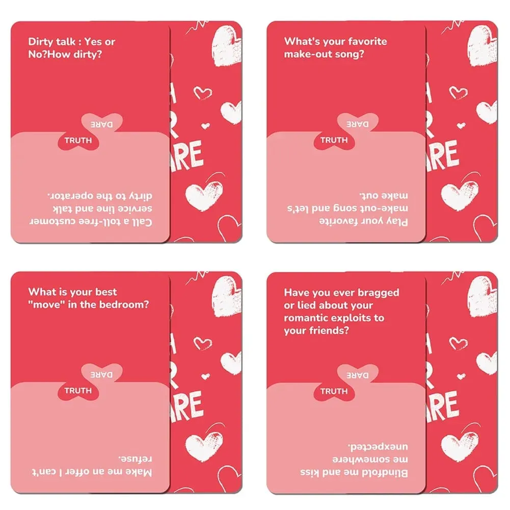 Truth or Dare for Couples Naughty Adult Party Board Game Set 50 Questions Sexy Date Night Drunk Couples Drinking Card Game 5x5cm — image 4