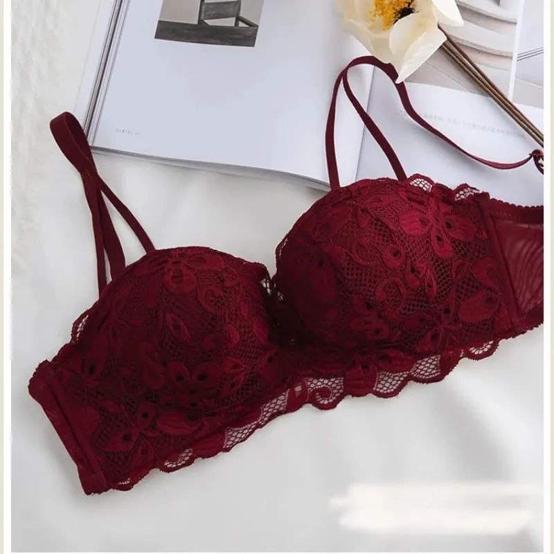 Ensemble Lingerie Push Up Femme Confortable Sans Armature Léger Soutien-Gorge Ascenseur & Support Latéral Dentelle Délicate — image 1