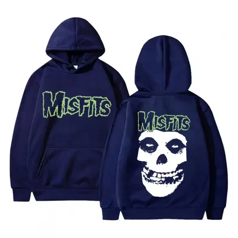 2026 Horror Punk Bizarre Skull Print Hoodie Men's Gothic Retro Loose Fleece Cotton Hoodie Rock Style Pullover Unisex — image 7