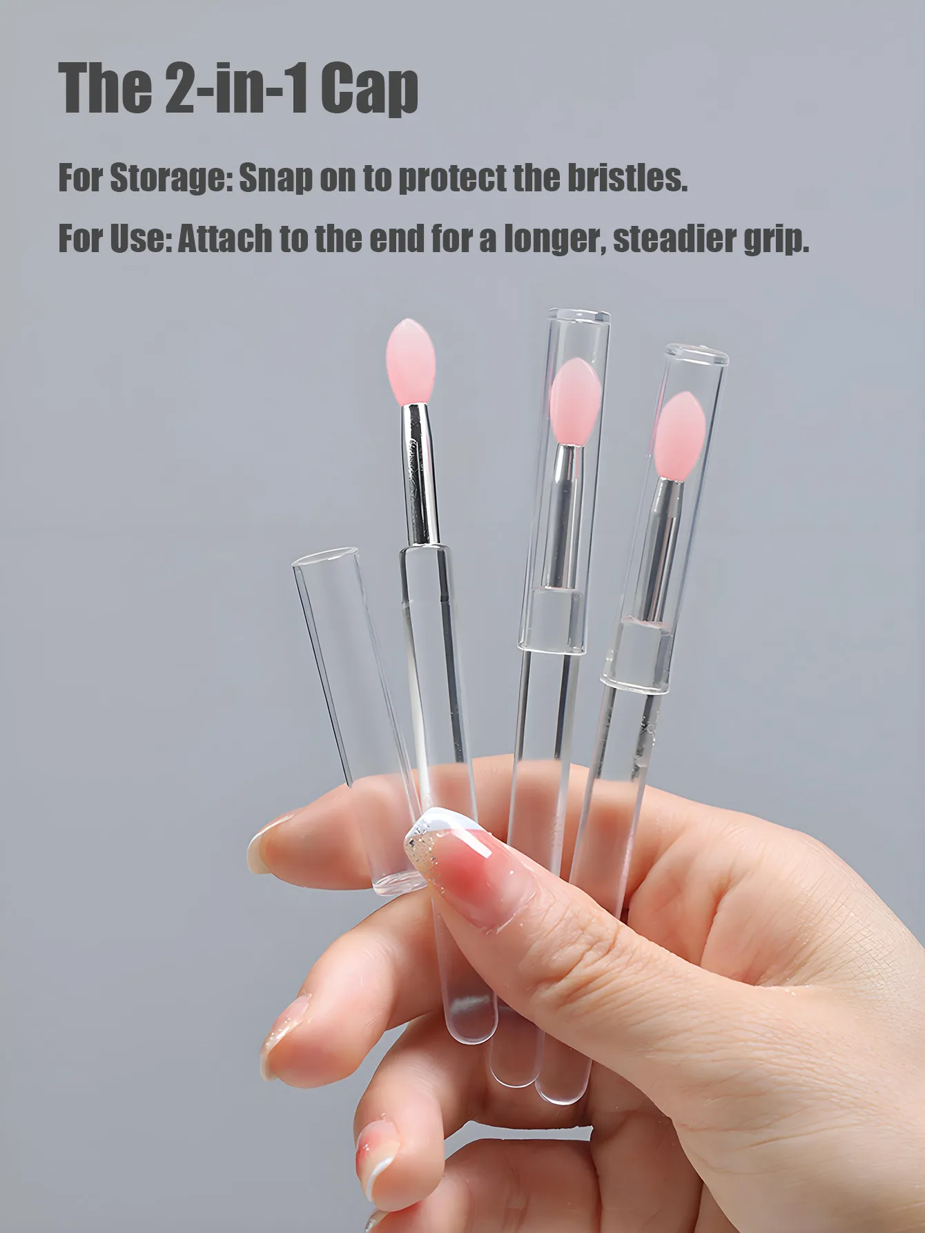 4/10 Pcs Reusable Silicone Lip Brush with Cap Portable Lip Gloss & Lip Mask Applicator Dual-Ended Makeup Brush for Lips and Ey — image 6