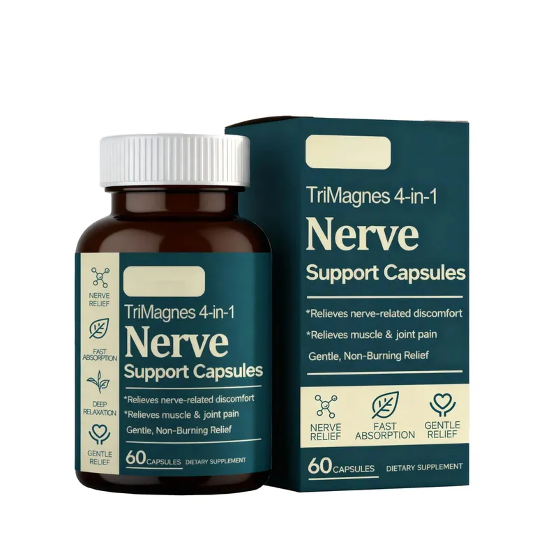 4-in-1 Magnesium Nerve Support Capsules with Citrate Glycinate Malate & Turmeric Extract 60 CT Fast Absorption Formula