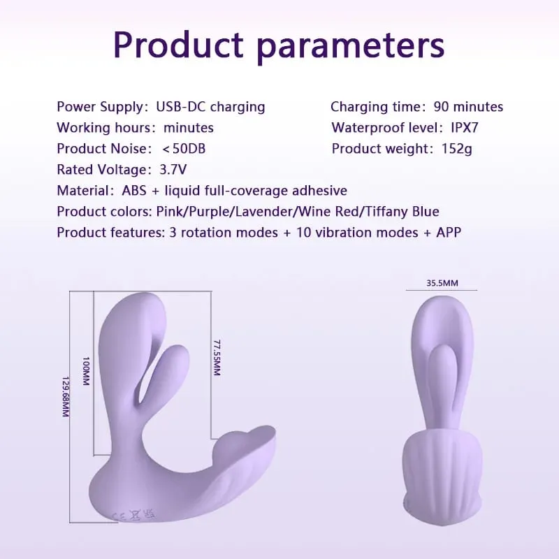 Wearable G Spot Vibrator for Women APP Remote Control 10 Vibration 3 Rotation Modes Clitoral Stimulation Female Orgasm Sex Toy