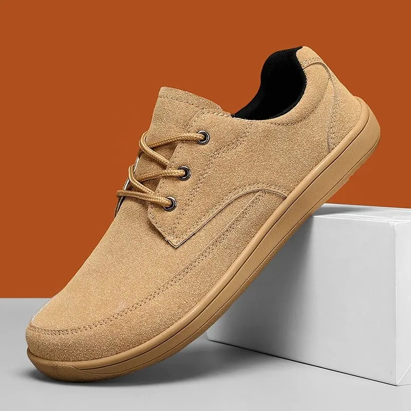 Mænd ruskind Casual sko med bred tå Beige tyk sål Snøresko vandresko Passer også til designer retro stil denim støvler størrelser