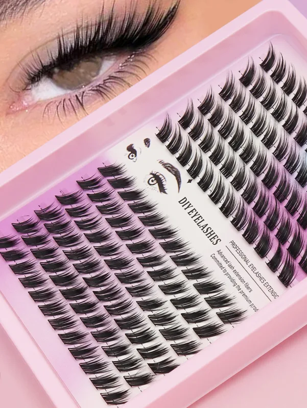 Cat Eye 16 rækker Cluster Lashes 406080100P Blandede DIY Individuelle øjenvipper Tykke Bakke DIY Eyelash Extension Wispy Volume Eyelashes