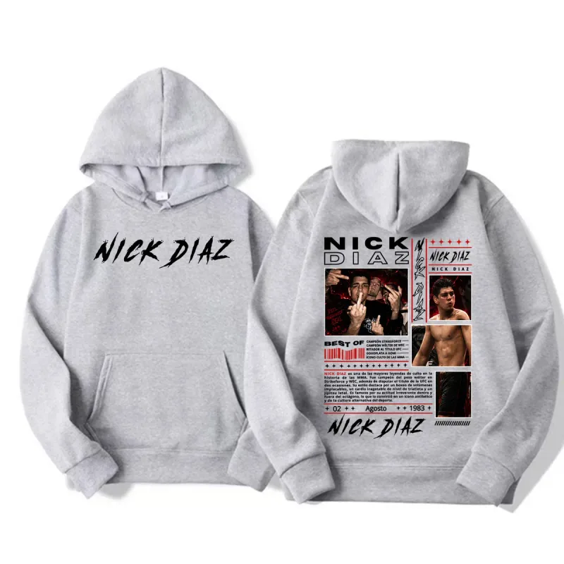 Limited Nick Diaz Retro 90s Style Graphic Hoodies Men's Gothic Violence Aesthetic Sweatshirt Fleece Casual Long Sleeve Pullovers — image 6