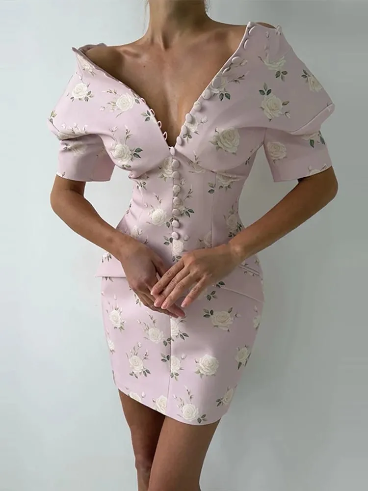 Elegante frauen Kleid V-ausschnitt Kurzarm Einreiher Solide Weibliche Lange Kleider 2026 Sommer Mode Sexy Neue Chic Dame Robe — image 6