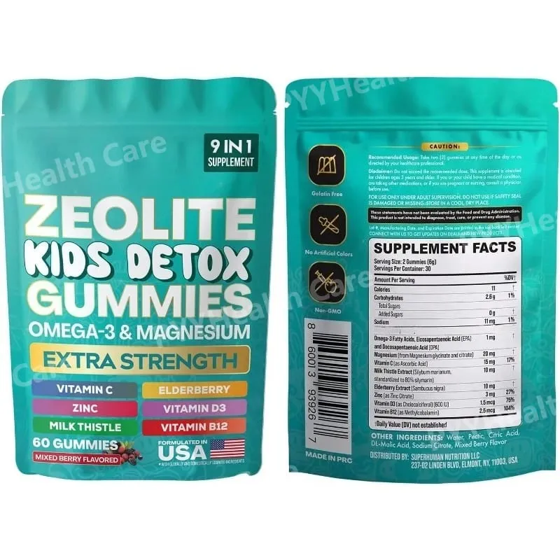 Zeolite Gummies 9-in-1 with Omega-3 Magnesium Elderberry Vitamin C Milk Thistle Vitamin D3 Zinc B12 (60 Gummies) — image 6