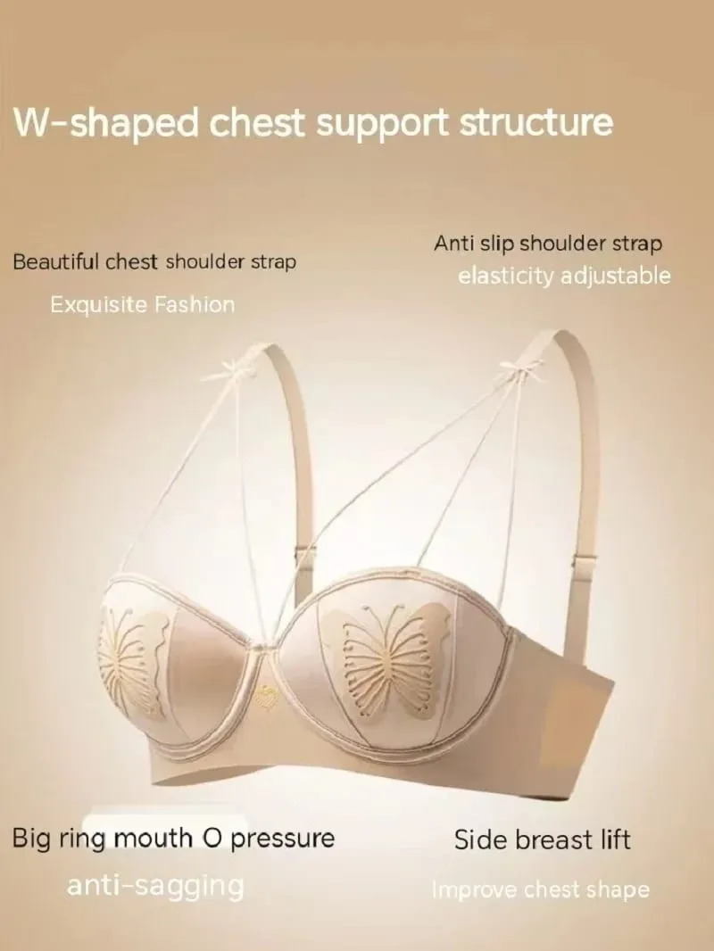 Sexy Push Up Lingerie Small Breast Gathering Anti-sagging Seamless Bra Sexy Beauty Back Butterfly Wire Free Lingerie Bra — image 6