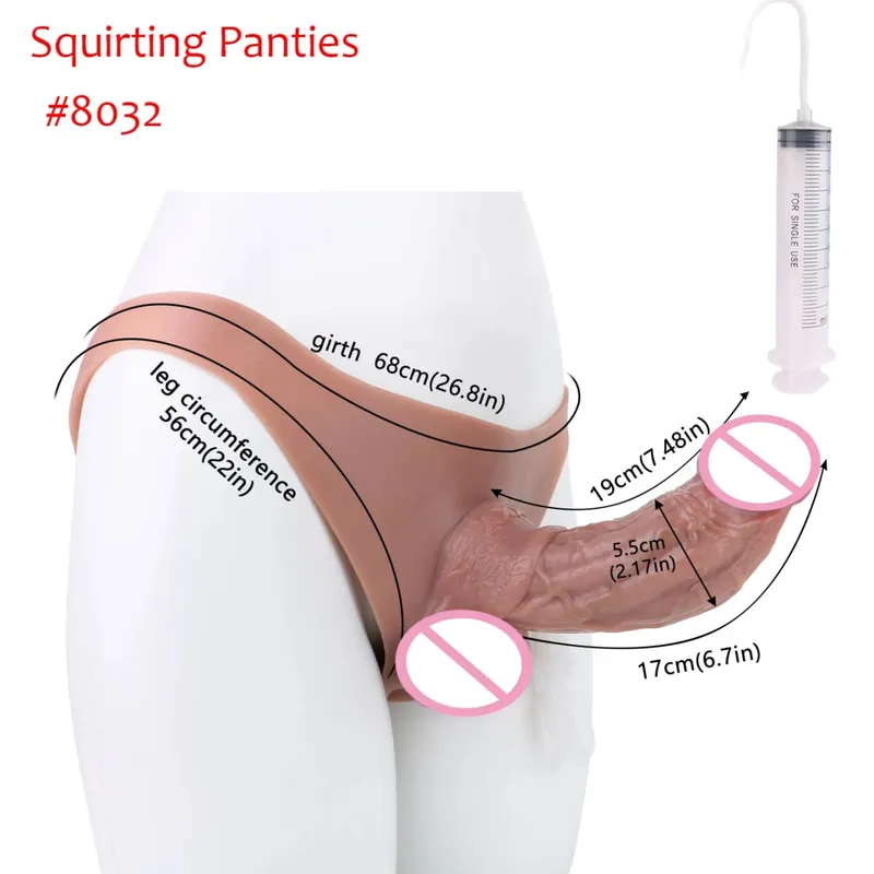 Black Nude Strapon Big Realistic Ejaculation Dildo Silicone Squirting Panties With Simulated Solid Penis Sex Toy For Women