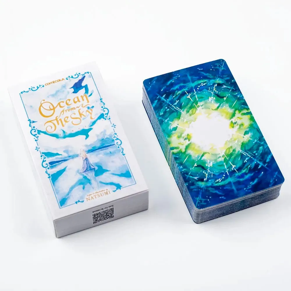 10.3*6cm Hand-Painted Watercolor Tarot Deck - Ocean From The Sky 78 Cards for Meditation & Intuitive Guidance