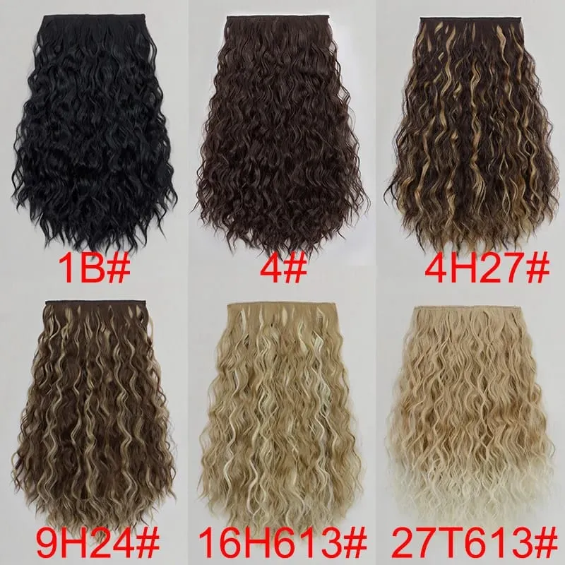 18Inch Synthetic One Piece 6 Clips Short Wavy Curly Clip-In Hair Extension Invisible Fulffy Black Brown Hairpiece for Women — image 3