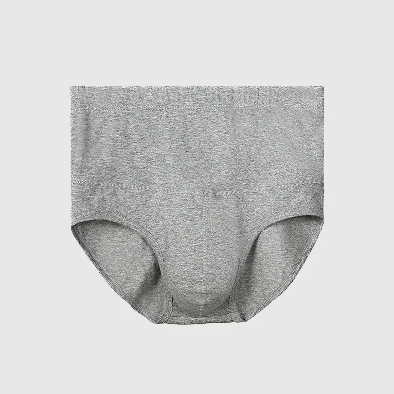 Men's High-Waist Cotton Underwear, Slim-Fitting Waist-Protecting, Plus-Size Warm Triangle Sports Briefs