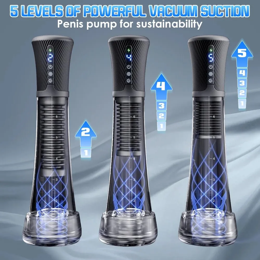 Automatic Male Masturbators Penis Pump Sex Machine Stroker Vacuum Pump Adult Sex Toys for Men 5 Suction Levels 6 Training Modes