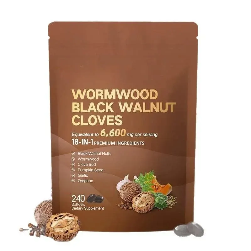 Wormwood Black Walnut Cloves 6600mg 18 In 1 Herbal Softgels Detox Digestive Health Gut Support Pumpkin Seed Garlic Oregano 240