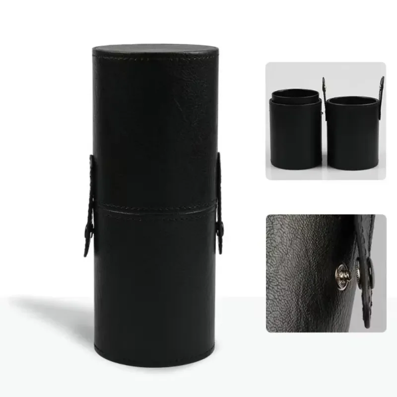 PU Leather Makeup Brush Bucket Dust-Proof Waterproof Empty Cosmetic Brushes Pen Holder Portable Makeup Brush Organizer — image 8