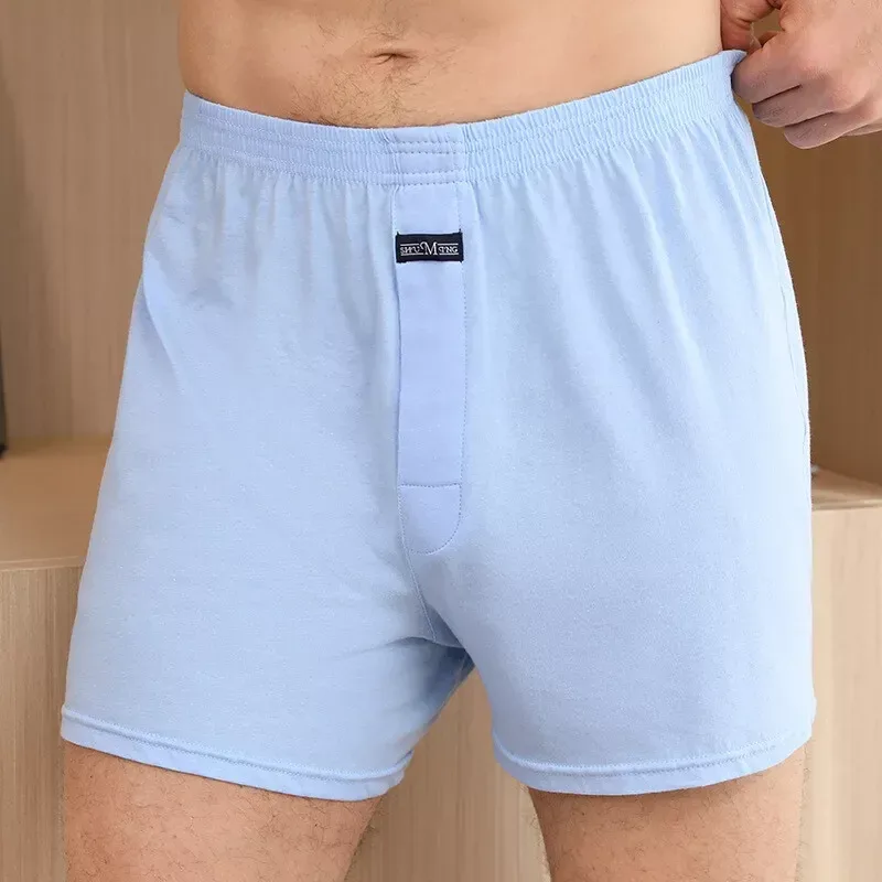 الرجال الملاكم بانتي مجموعة Underpant فضفاض كبير قصير قميص أبيض بحجم ضخم الملابس الداخلية للرجال سراويل بوكسر الصلبة الذكور الأوسط الملاكم
