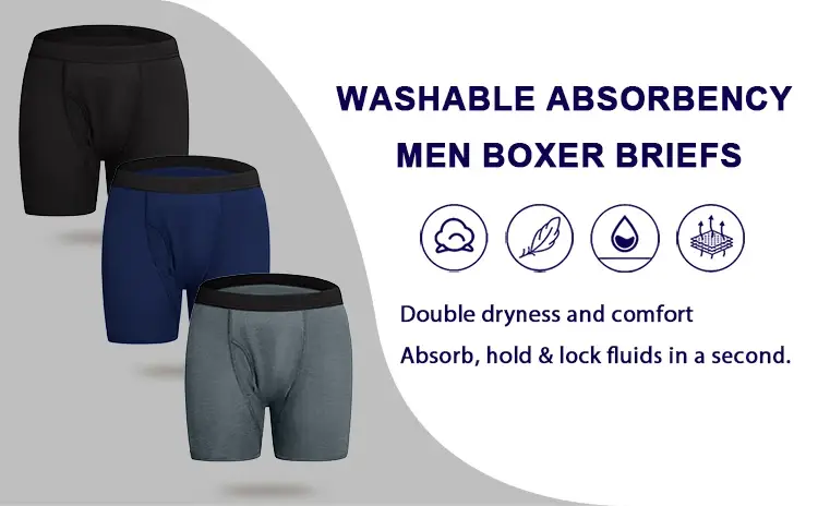 Overnight Urinary Briefs Men Boxers Ultra-Absorbent Incontinence Underwear Maximum Absorbency Leak Protection Men Panties