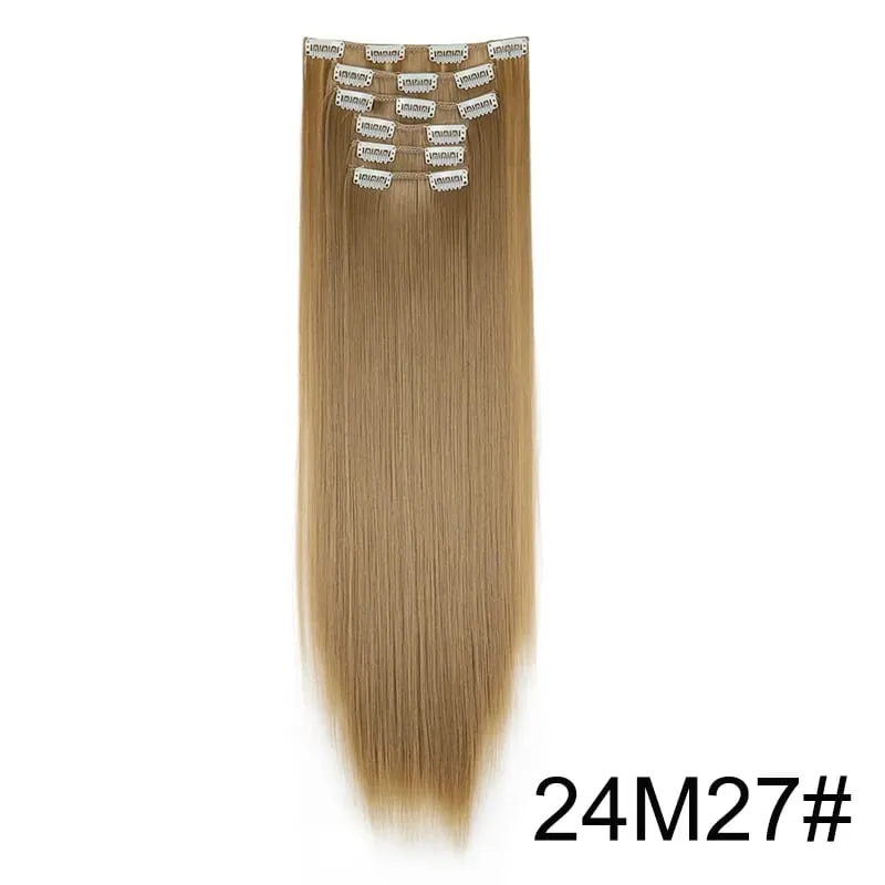 24Inch Synthetic 6pcs/set Long Straight Hair Extension Increasing Volume Extending Soft Comfortable Hairpiece for Women — image 21
