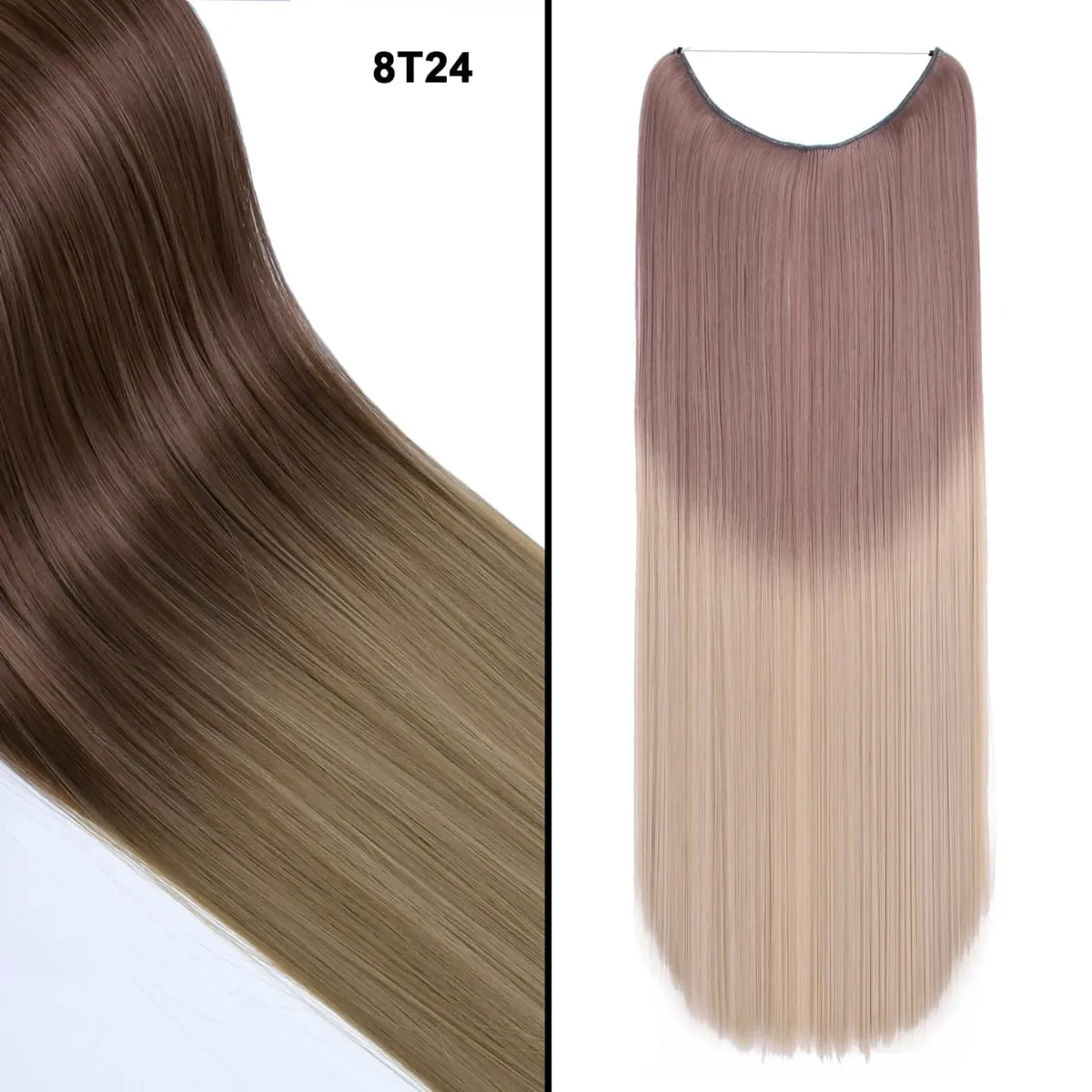 Jeedou Wavy Hair Extension Elasticity Invisible Wire Fish Line One Piece No Clips Synthetic Hairpieces Ombre Color For Ladies