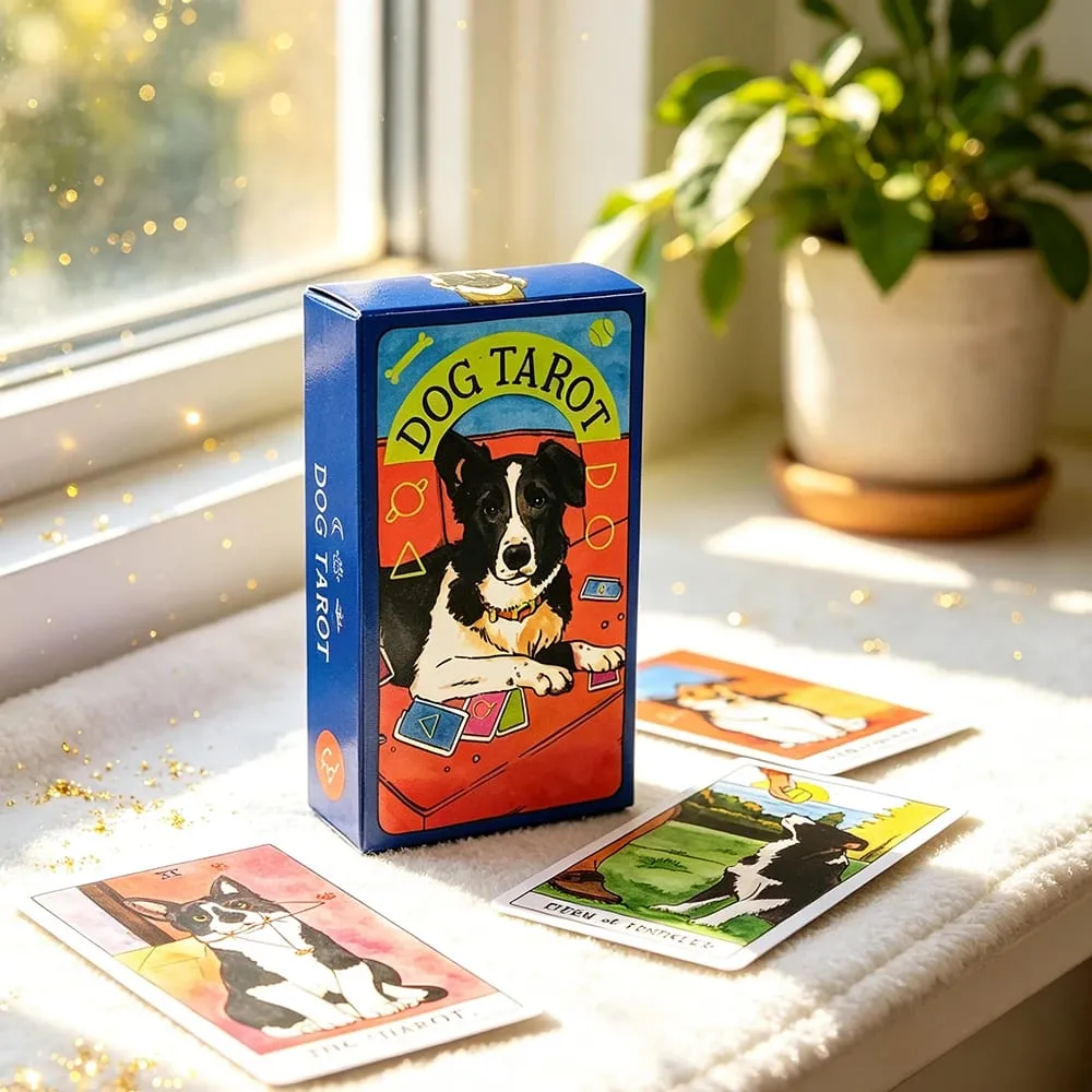 Dog Tarot Cards Cute Dog Theme Tarot Deck 78 Cards Divination Game Cards Game for Fate Prediction Family Party Leisure Game
