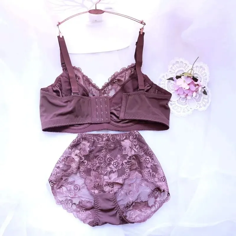 B C D E F G Set reggiseno e slip intimo Set lingerie di pizzo sottile abbigliamento taglie forti 2 reggiseni regolabili in due pezzi per mutandine da donna — image 2