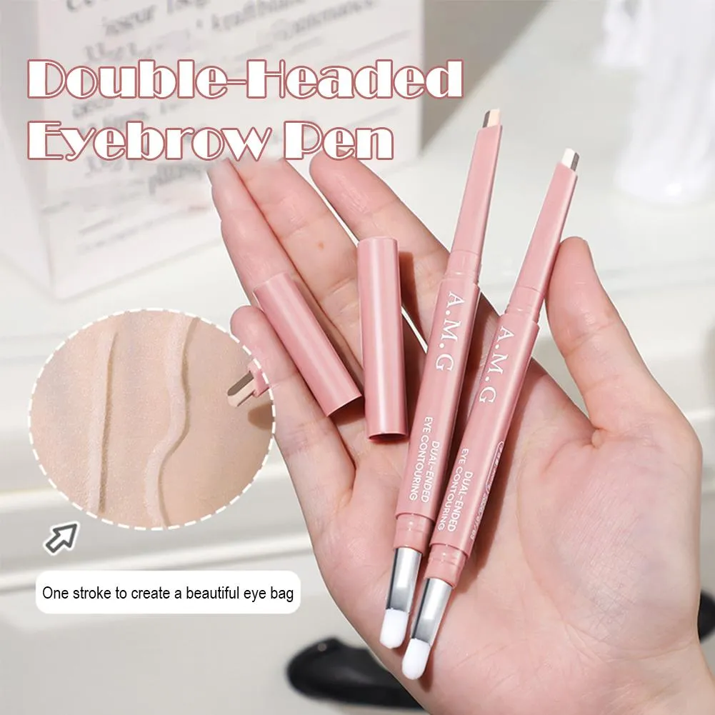 Double-headed Silkworm Eyeliner Pen Creamy Smooth Blendable Lying Silkworm Pencil Under Eye Highlight Contouring Pen With Brush — image 2