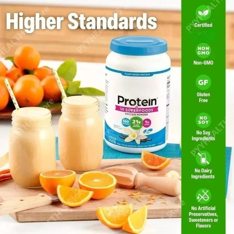 Vegan Protein Powder 21g Φυτική Πρωτεΐνη 8g Πρεβιοτικές Ίνες Χωρίς Υποστήριξη Λακτόζης Καθημερινή Διατροφική Υγεία 2,02 Lb