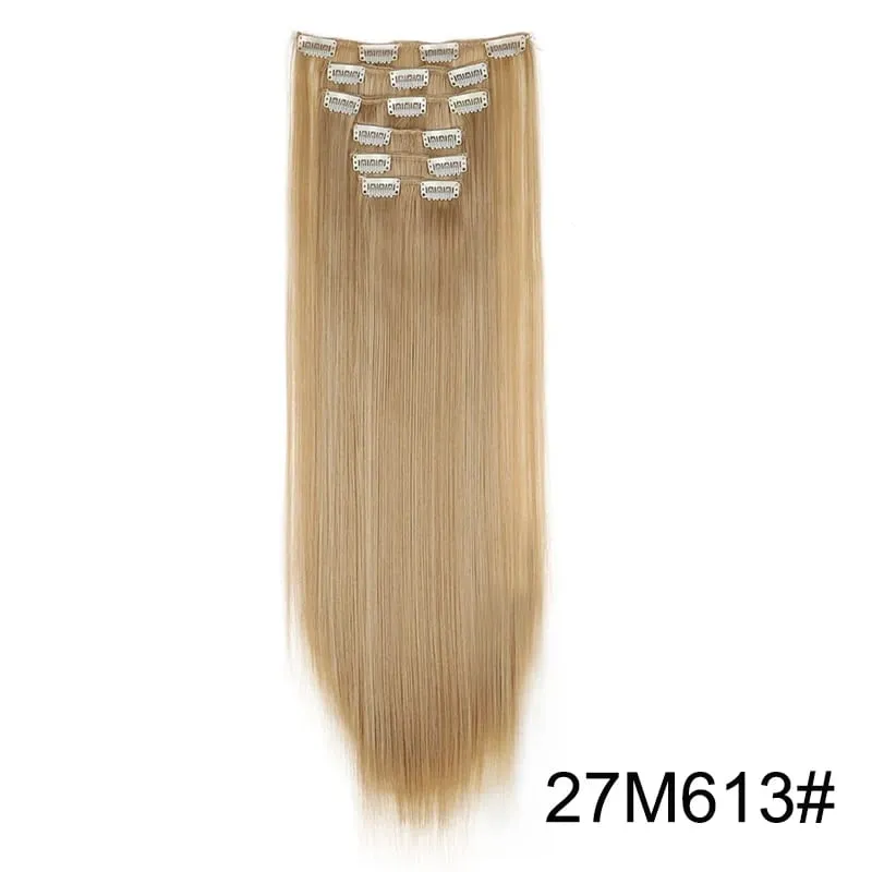 24Inch Synthetic 6pcs/set Long Straight Hair Extension Increasing Volume Extending Soft Comfortable Hairpiece for Women — image 24
