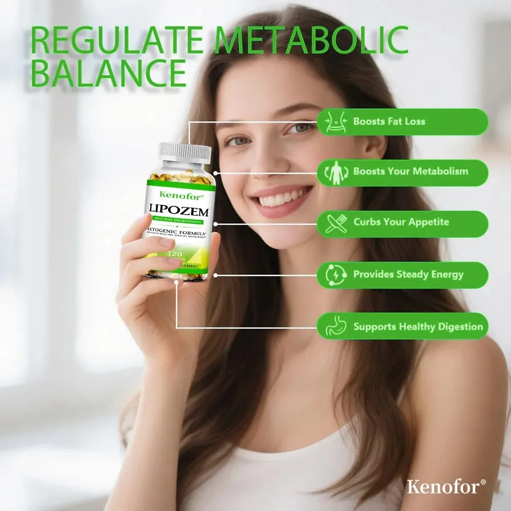 Natural Lipozem Capsules - Digestive Health Appetite Suppression Metabolism Weight Management