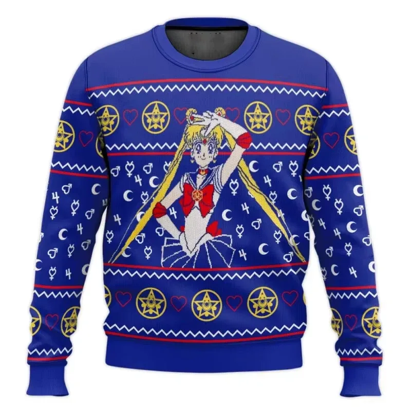 Sailor moon natal feio camisola anime 3d moletom topos outono e inverno cosplay papai noel pulôver dos desenhos animados suétere