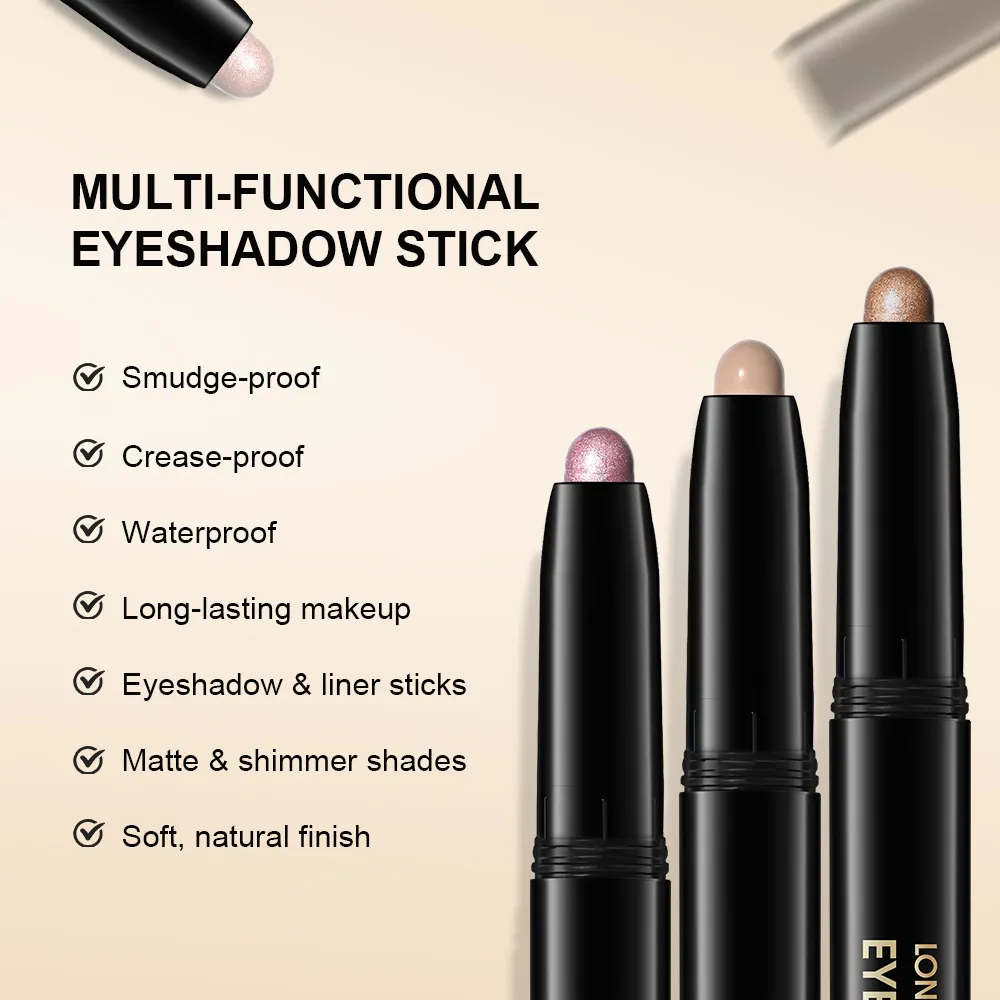 Shimmer & Matte Eyeshadow Pencil Stick Waterproof Pearlescent Metallic Glitter Eye Shadow Highlighter Pen Eyeshadow Cosmetics — image 3