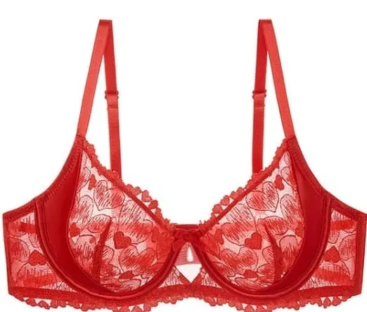 Red Party Lingerie Set for Women Ultra-Thin Minimizer Bra Large Bust D-Cup Look Smaller Plus Size Curvy Sexy Lace Underwear XXXL — image 11