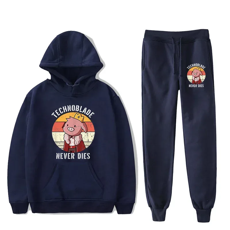 Harajuku Comfortable technoblade Print Sweatshirt Sweatpants Suit Men/Women Hoodies+ Trousers Suit Cute 2 Piece Set Clothes