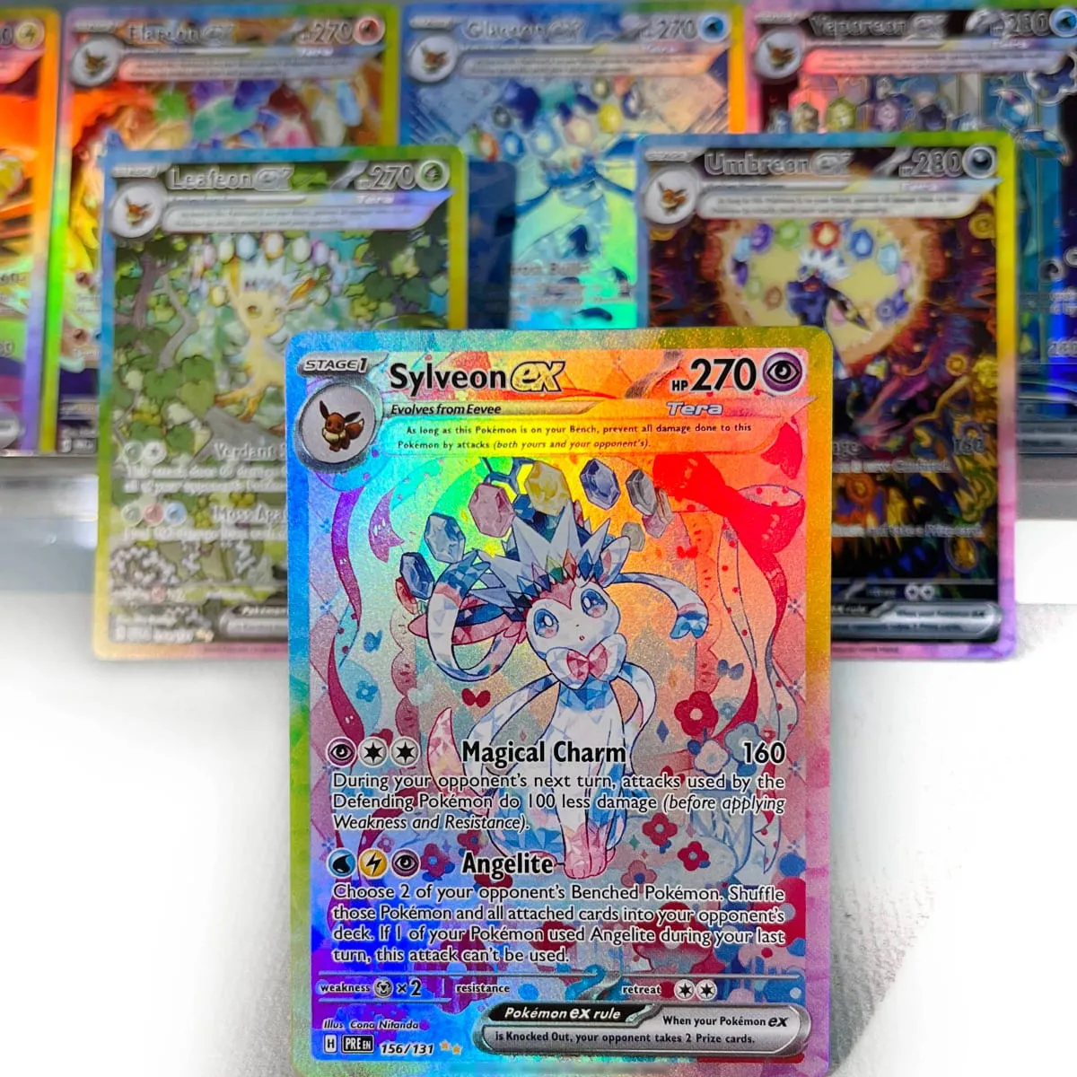 Prismatic Evolutions PKM Cards PTCG5-A GX Rainbow Umbreon Sylveon Leafeon ex Rare Collection Battle Toys Gifts for Hobbies — image 2