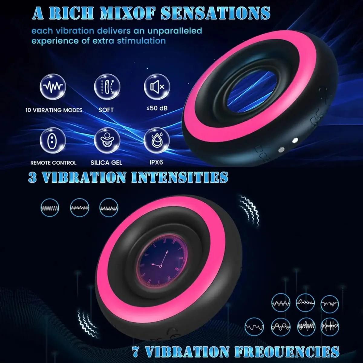 Penis Ring Cock Ring Erection Enhancing Vibrating Penis Ring Chastity Cage Stimulator Delayed Ejaculation Adult Sex Toys for Men — image 2