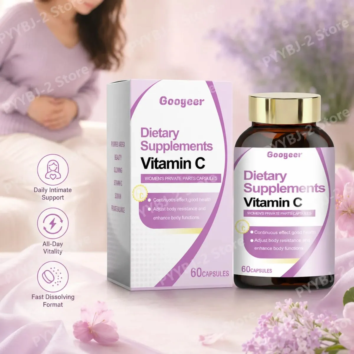 Vitamin C Capsules 60 Count Daily Nutrition Supplement Convenient Format for General Wellness and Healthy Lifestyle Support — image 2
