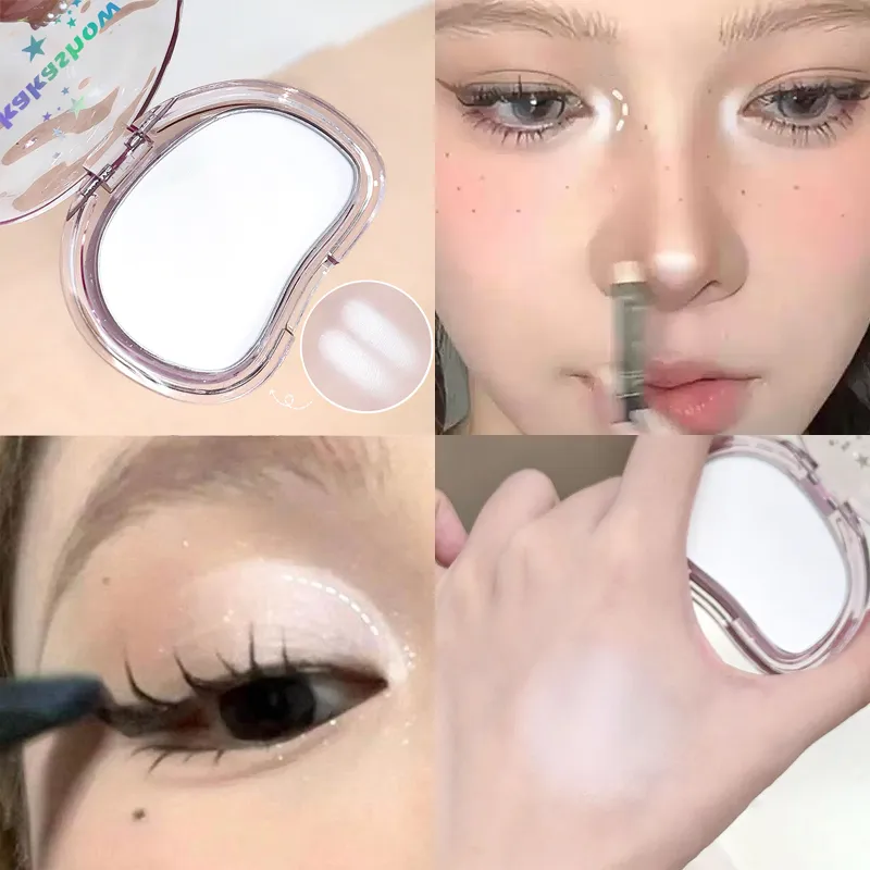 Matte Highlighter Powder Eyeshadow Palette White Long Lasting Natural 3D Brightening Eye Makeup Palette Brighten Face High Gloss