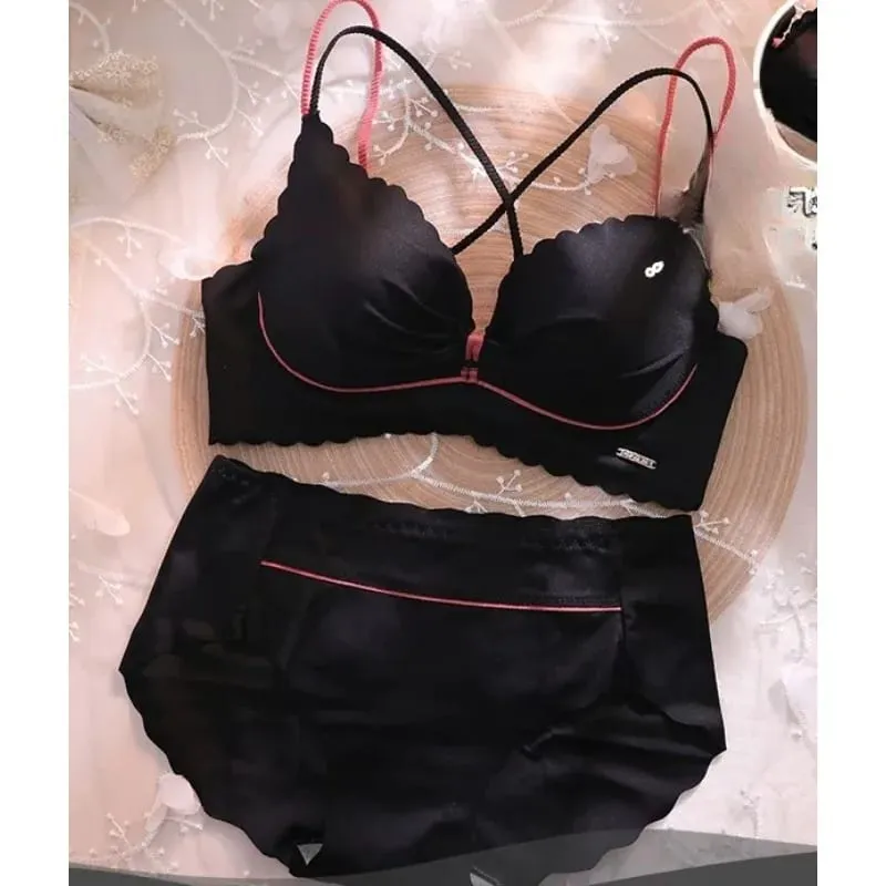 Hot Sale Best Seller Sexy Girls Bralette Set Thin Cup Gathering Wireless Seamless Anti-auxiliary Breast Lingerie For Dating S-XL — image 2