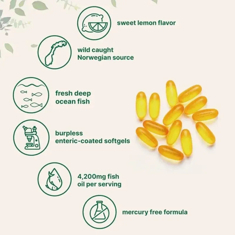 Triple Strength Omega 3 Fish Oil Supplements 4200mg Per Serving 120 Softgels Lemon Flavored Burpless EPA — image 4