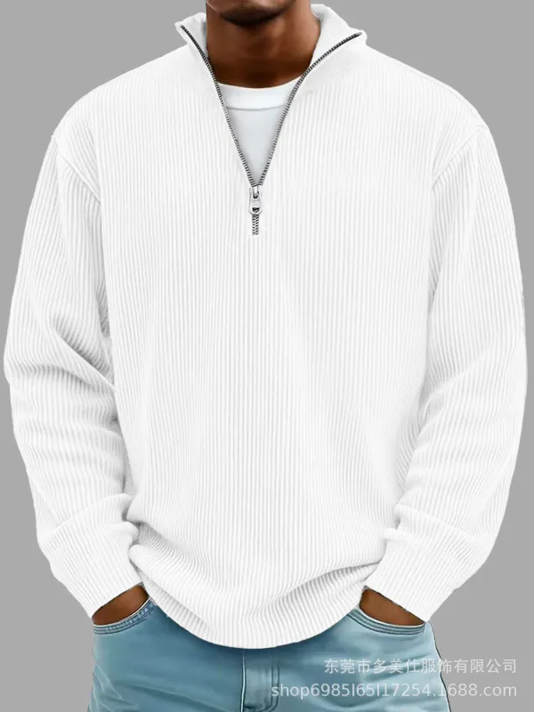Men's Autumn Winter Stand-Collar Zip-Up Sweatshirt Loose Long Sleeve Casual Daily Outdoor Fashion Trendy Men's Outerwear — image 6